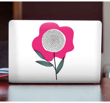 Pink flower with leaves laptop skins - TenStickers