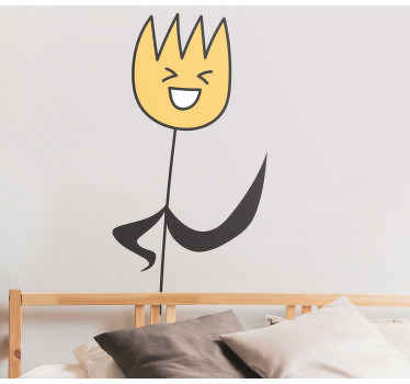 Autocolantes para portas Sorrindo e acenando uma flor branca - TenStickers