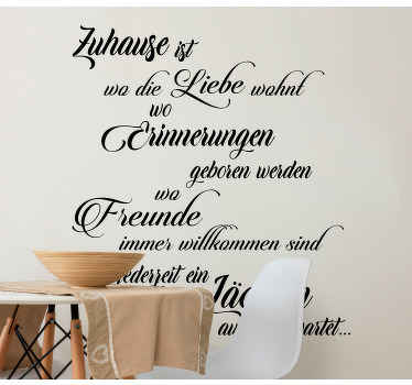 Wandtattoo Zitat Zuhause ist, wo liebe ist - TenStickers