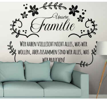 Wandtattoo Zitat Unsere Familie - TenStickers