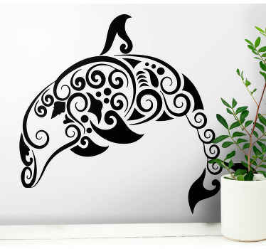 Dolphin outline  marine wall sticker - TenStickers