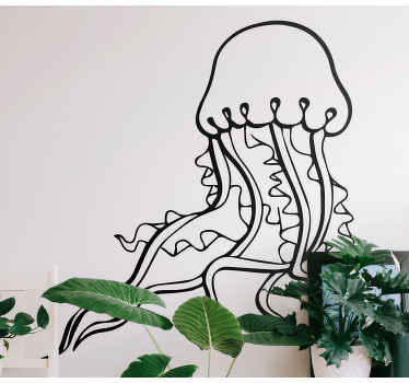 Juodo kontūro medūzos jūrų sienos lipdukas - „Tenstickers“