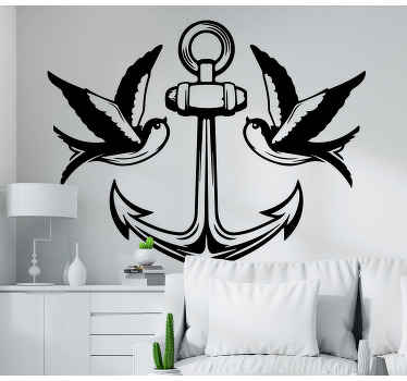 Aufkleber Marine Anker mit vögeln - TenStickers