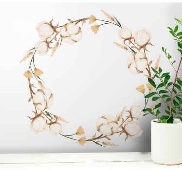 Vinilo para puerta Guirnalda de flores boho acuarela - TenVinilo