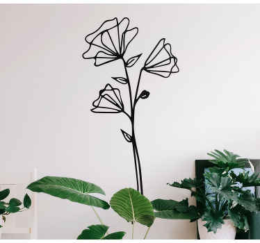 Vinilo para puerta Diseño minimalista de flores secas - TenVinilo