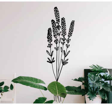 Vinilo para puerta Ilustración flores secas minimalista - TenVinilo