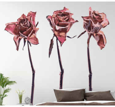 Vinilo flores Conjunto de tres rosas secas - TenVinilo