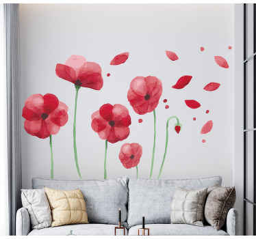 Vinilo flores Amapolas perdiendo pétalos - TenVinilo