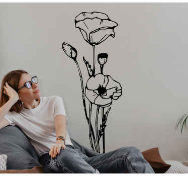 Vinilo flores Ilustración de flores de amapola - TenVinilo