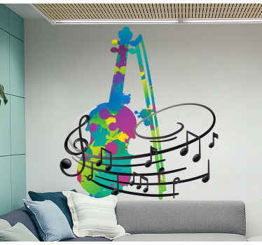Wonderful violin design music wall sticker - TenStickers
