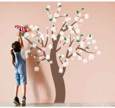 Vinilo flores Flores blancas en el arbol - TenVinilo
