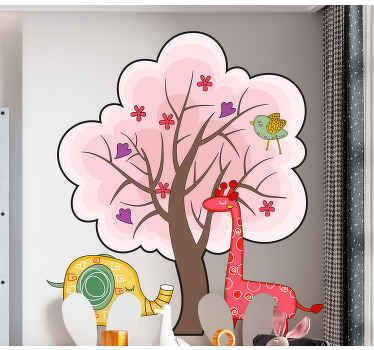 Vinilo ilustración Animales alrededor del árbol - TenVinilo