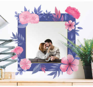 Vinilo para salón Marco de fotos floral - TenVinilo