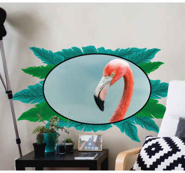 Multi leaves floral photo frame decal - TenStickers