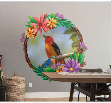 円形の花のフォトフレームの壁のステッカー - TENSTICKERS