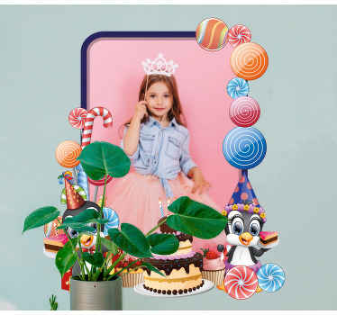 펭귄 생일 액자 어린이 스티커 - TenStickers