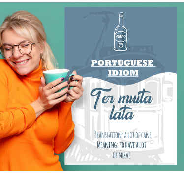 Citação em português sobre autocolante com texto de piada - o design é lindo e pode ser colado em qualquer parede da sua casa ou no escritório.