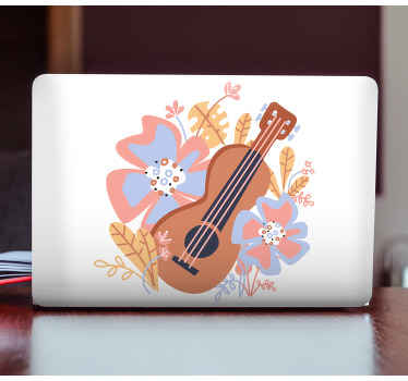 Aloha ukulele with flowers laptop skins - TenStickers