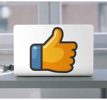 Thumbs up in blue laptop skin - TenStickers