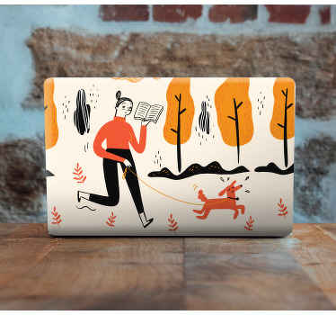 Walking small little dog laptop skin - TenStickers