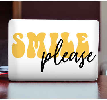 Smile please yellow laptop skins - TenStickers
