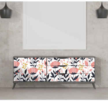 Samolepka na nábytek z růžových květů - TenStickers