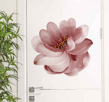 Lyserød rose design dør klistermærke - TenStickers