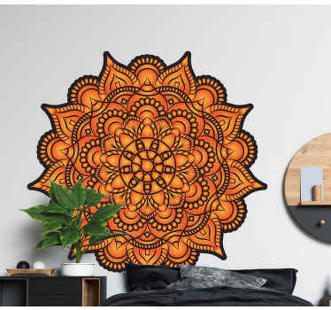 Orange  mandala wall sticker for bedroom - TenStickers