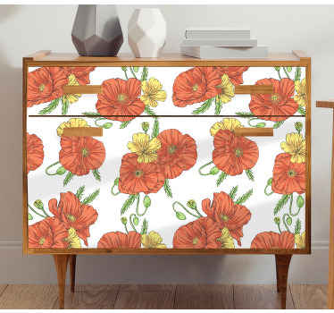 Poppy flowers furniture sticker - TenStickers