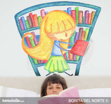 Sticker decorativo bambina in libreria - TenStickers