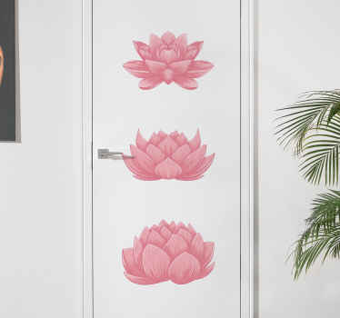 Sticker Porte Grande conception originale de fleur rose - TenStickers