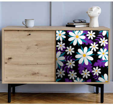 λουλούδια σε μαύρο φόντο έπιπλα decal - TenStickers