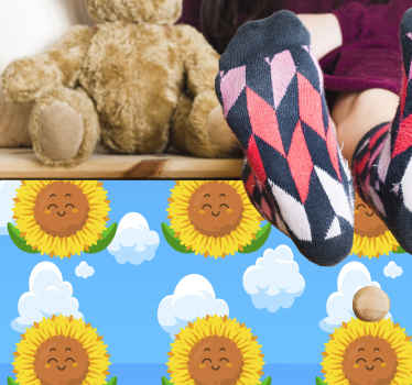 κίτρινο χαμογελαστό λουλούδι στον ουρανό επίπλων decal - TenStickers