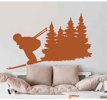 Extreme sports sticker skiing adventure scene - TenStickers