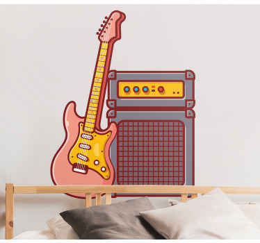 Pink guitar rock vinyl sticker - TenStickers