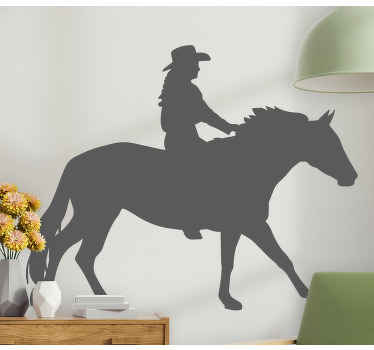 Sticker Mural Femme chevauchant un cheval - TenStickers