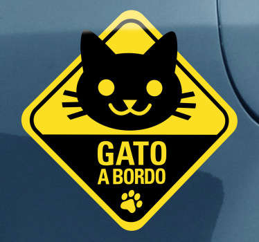 Pegatina de gato a bordo para coche - TenVinilo