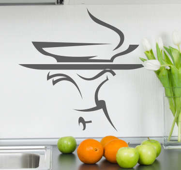 Vinilo decorativo bandeja sopa caliente - TenVinilo