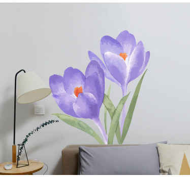 Violetit ja vihreät kukat kukkatarra - Tenstickers