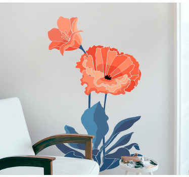 Wandtattoo Blume Rot gezeichnete blumen - TenStickers