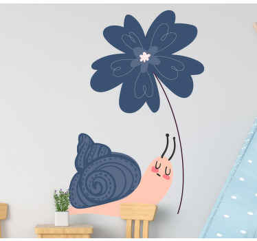 Türaufkleber Blaue blume und snale - TenStickers