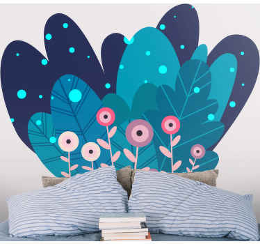 αυτοκόλλητο ροζ λουλούδι στο νυχτερινό τοίχο - TenStickers