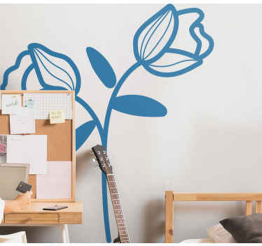 Autocolantes para portas Silhueta da flor com azul - TenStickers
