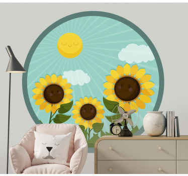 Flowers in the sun door vinyl sticker - TenStickers