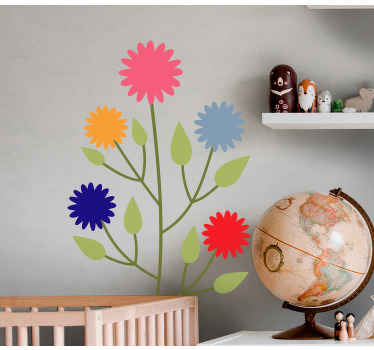 Multiple colors of flowers door decal - TenStickers