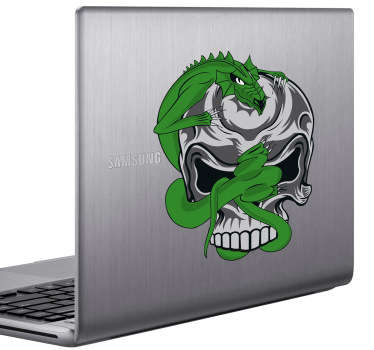 Dragon & Skull Laptop Sticker - TenStickers