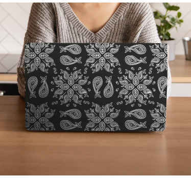μαύρο και άσπρο δέρμα σχεδιασμού laptop - TenStickers