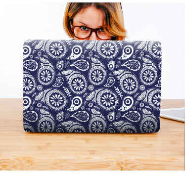 Autocolante para PC Fundo azul escuro com padrão branco - TenStickers