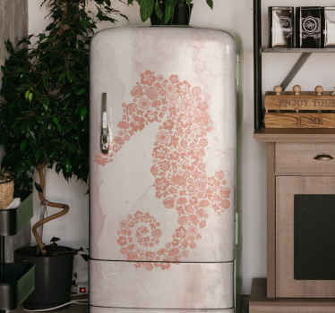 Sticker frigo hippocampe fleuri - TenStickers