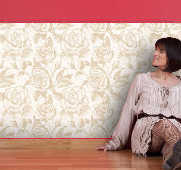 Friso decorativo florido bege - TenStickers